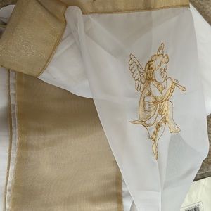 Vintage Jabara sheer embroidered cherub shower curtain